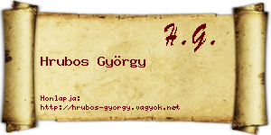 Hrubos György névjegykártya