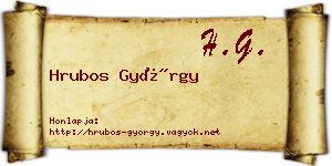 Hrubos György névjegykártya